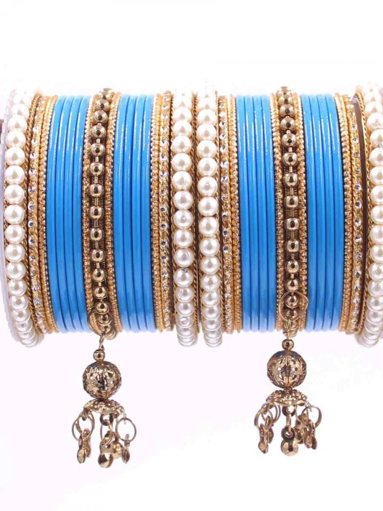 Blue Metal Festival Wear Stone Bangles