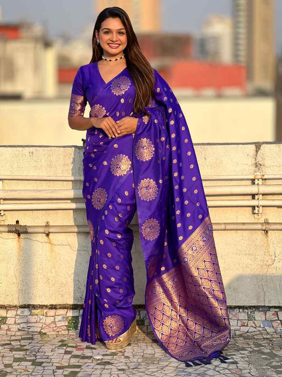 Blue Moonga Silk Handwoven Festival Wedding Heavy Border Saree