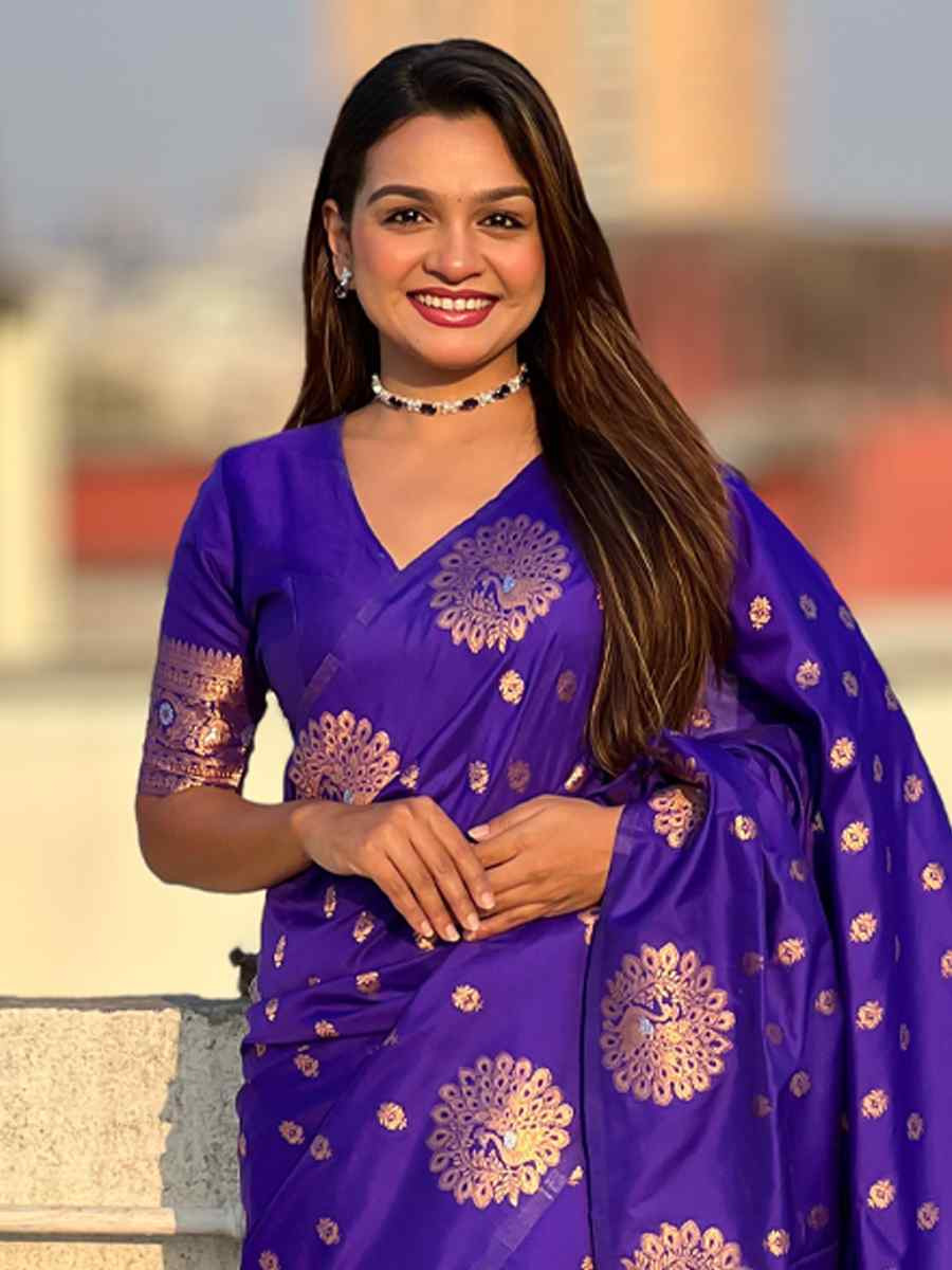 Blue Moonga Silk Handwoven Festival Wedding Heavy Border Saree