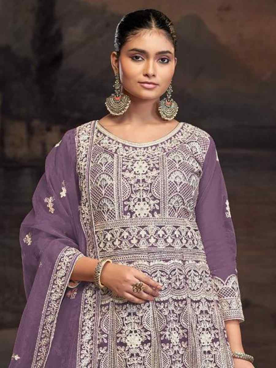 Blue Net Embroidered Festival Wedding Anarkali Salwar Kameez