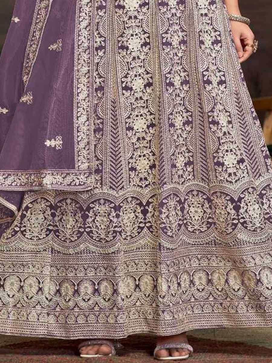 Blue Net Embroidered Festival Wedding Anarkali Salwar Kameez