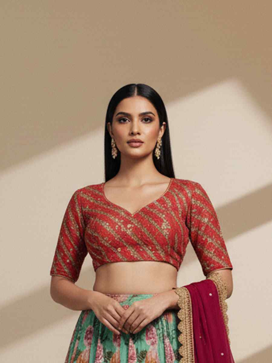 Blue Organza Embroidered Wedding Reception Festival Heavy Border Lehenga Choli