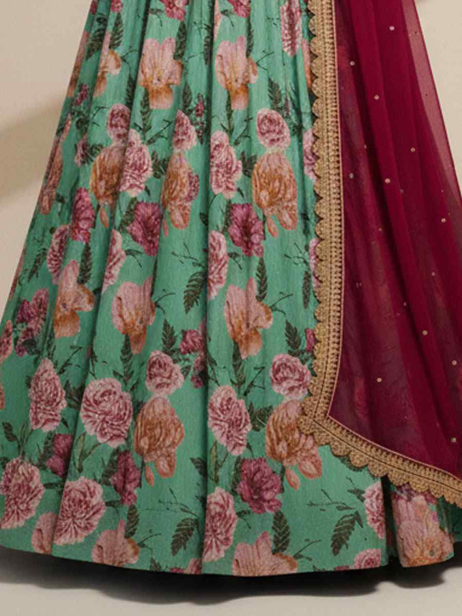 Blue Organza Embroidered Wedding Reception Festival Heavy Border Lehenga Choli