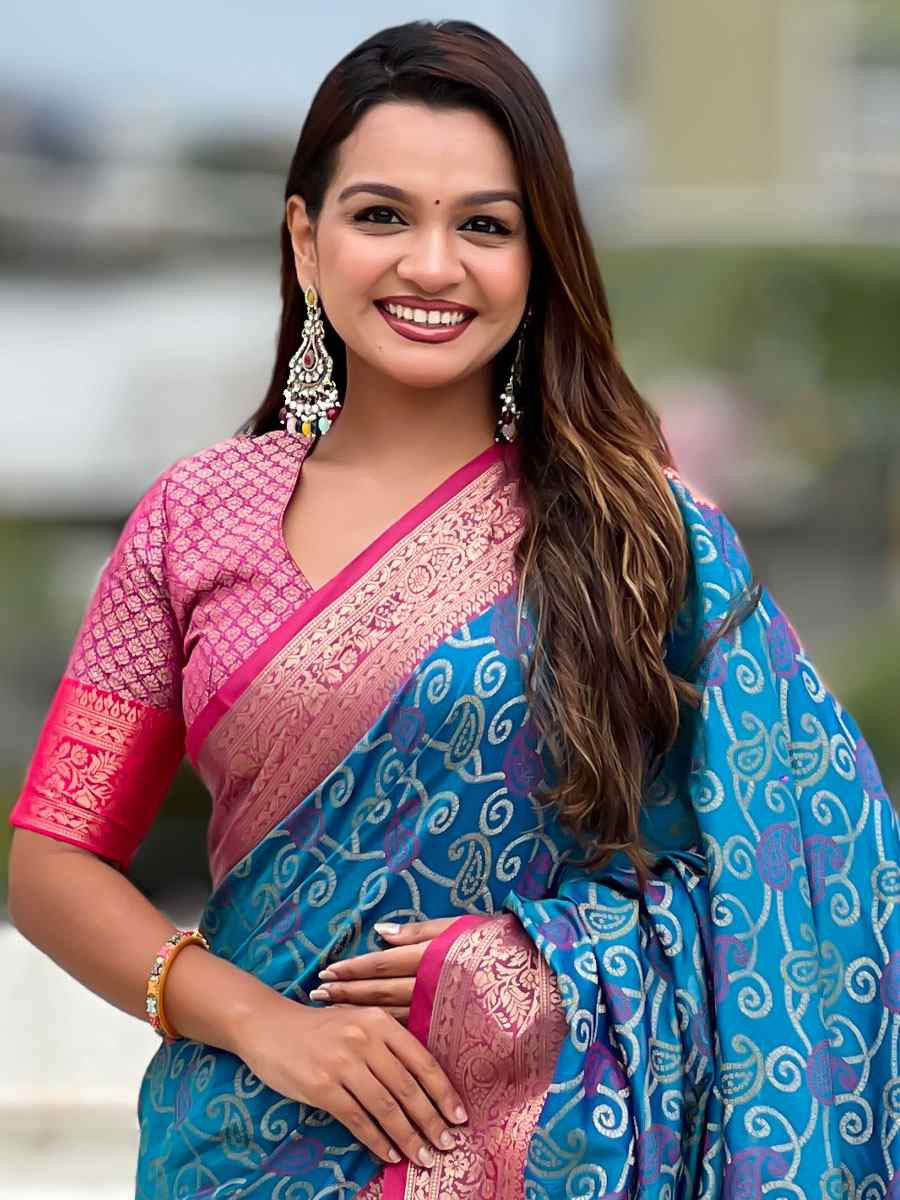 Blue Patola Silk Handwoven Casual Reception Festival Wedding Fancy Classic Style Sarees