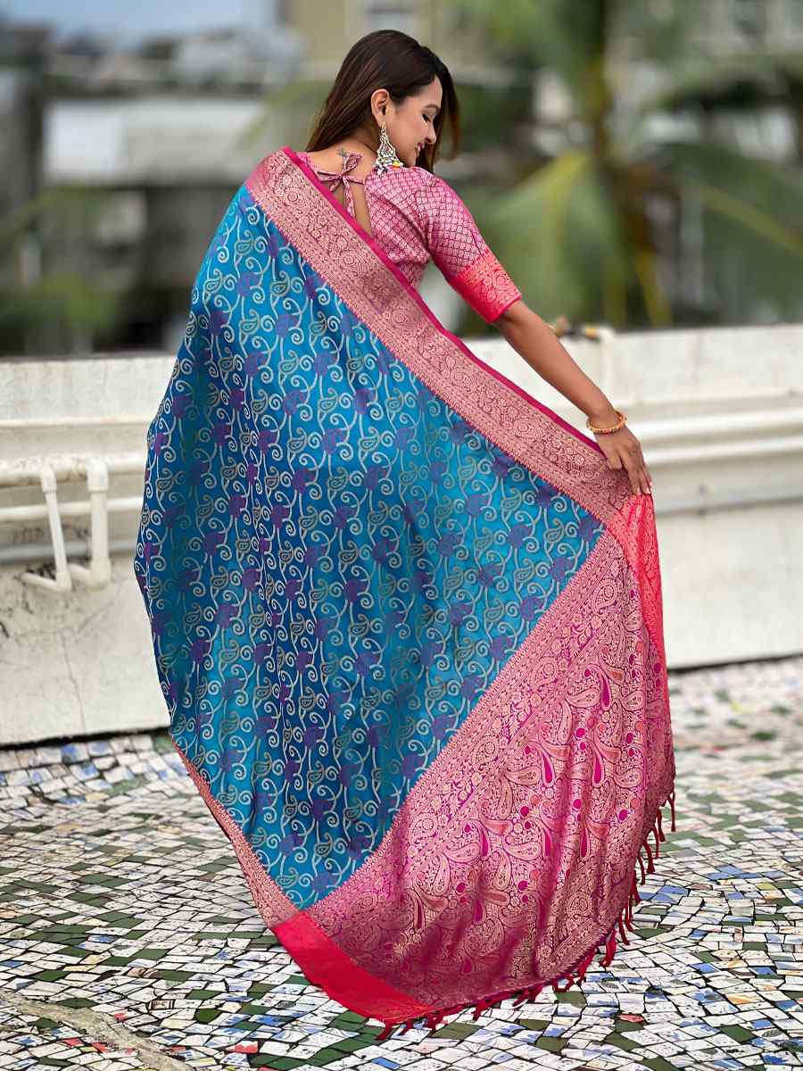 Blue Patola Silk Handwoven Casual Reception Festival Wedding Fancy Classic Style Sarees