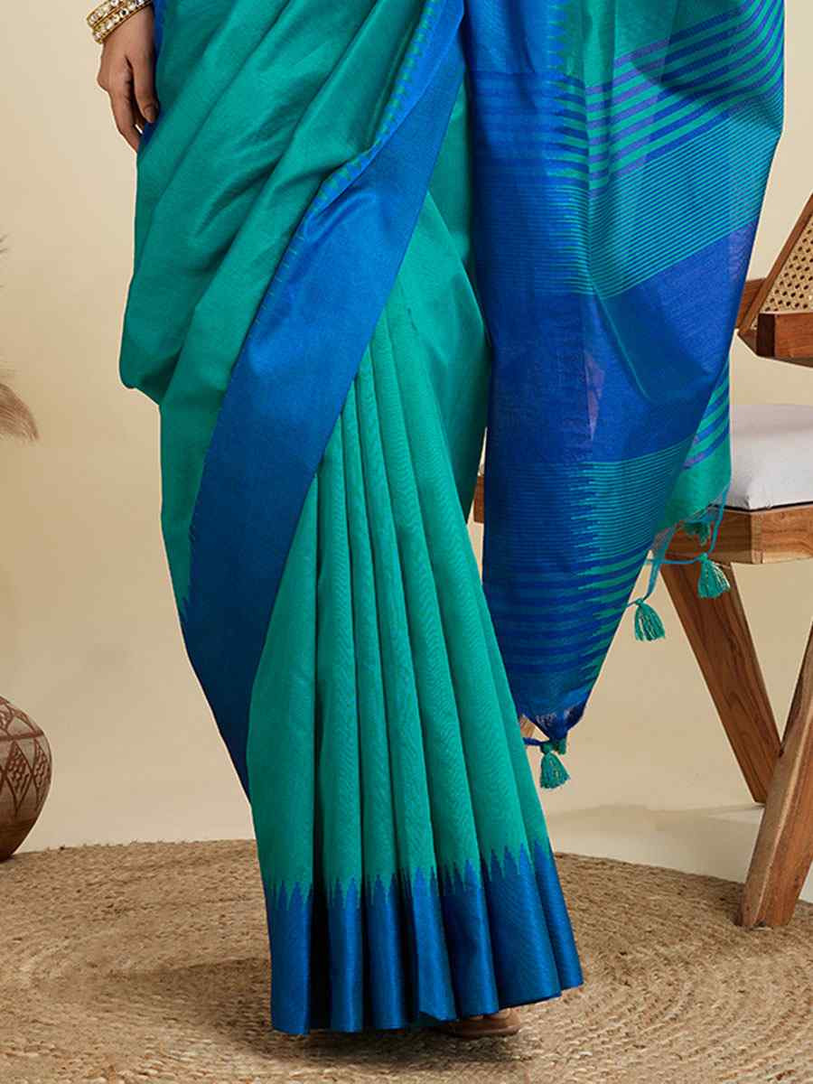 Blue Premium Khadi Raw Silk Zari Handwoven Casual Reception Festival Wedding Fancy Classic Style Sarees