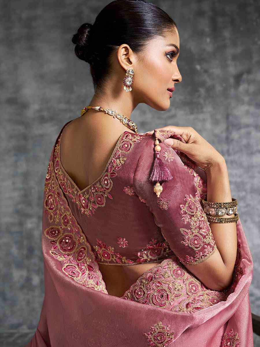 Blue Premium Tissue Silk Embroidery Traditional Casual Reception Festival Wedding Fancy Heavy Border Saree