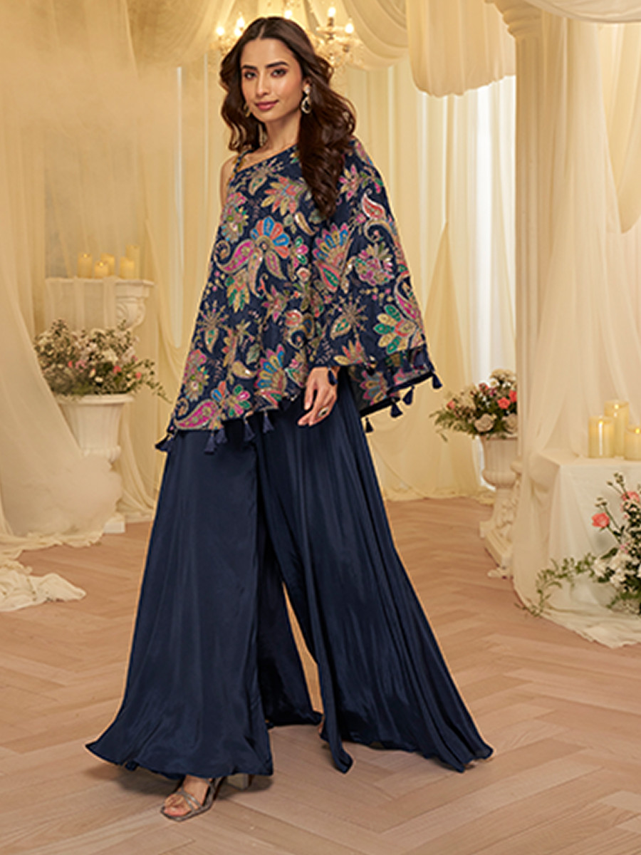 Blue Premium Viscose Natural Crepe Printed Casual Party Wear Ready Kurti Bottom Women Wear