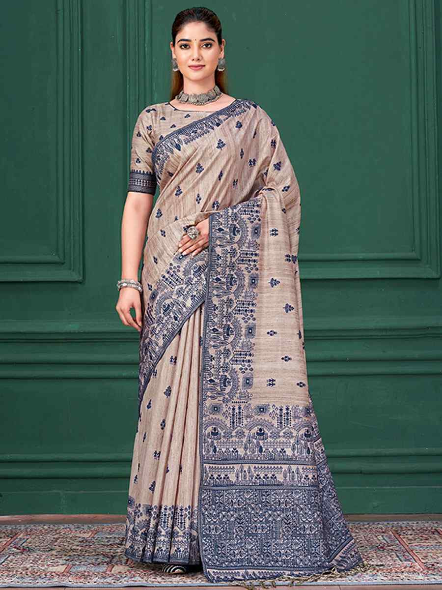 Blue Printed Handwoven Traditional Bridal Reception Festival Wedding Fancy Classic Style Sarees