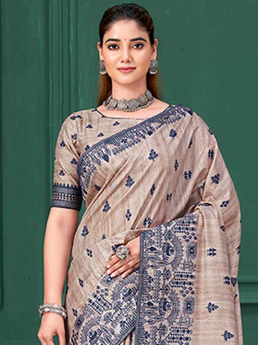 Blue Printed Handwoven Traditional Bridal Reception Festival Wedding Fancy Classic Style Sarees