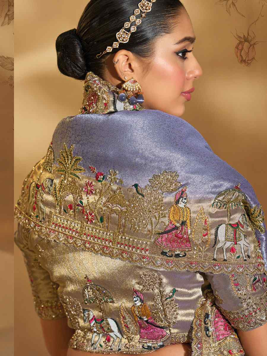 Blue Pure Ziraf Silk Embroidery Traditional Bridal Reception Festival Wedding Fancy Heavy Border Saree