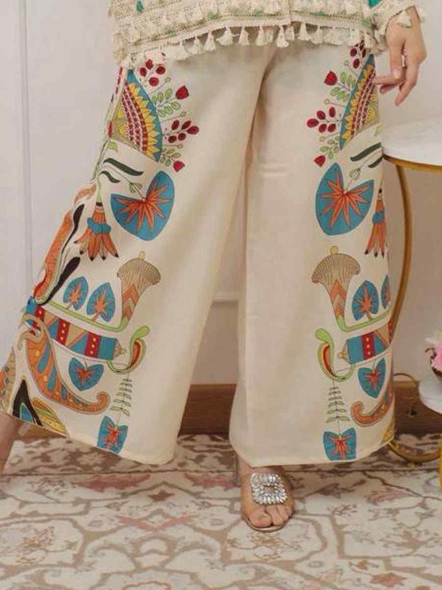 Blue Rayon Printed Festival Casual Kurti Bottom Women Wear