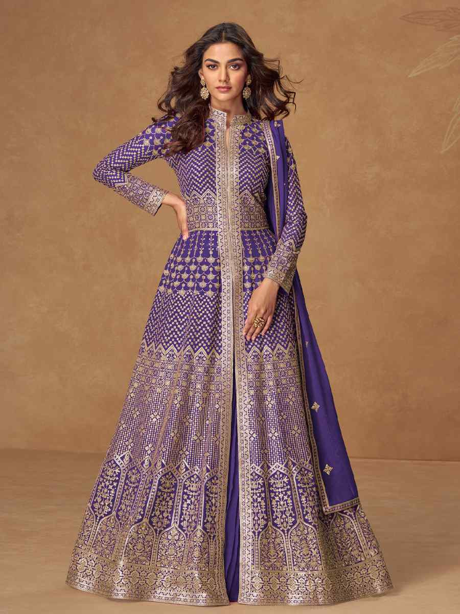 Blue Real Georgette Embroidery Party Wedding Festival Ready Lawn Salwar Kameez