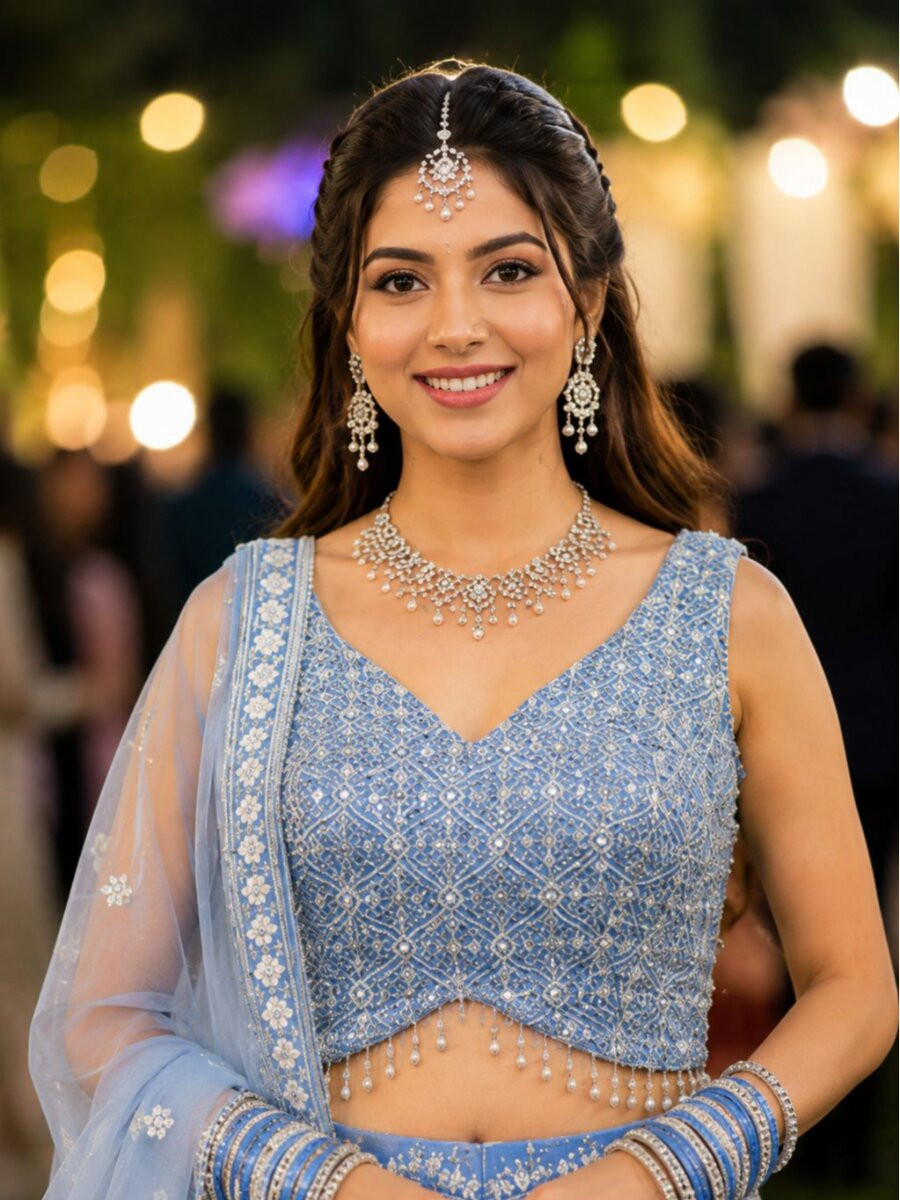 Blue Real Premium Net Resham Embroidered Stone Work Wedding Reception Festival Ready Heavy Border Lehenga Choli