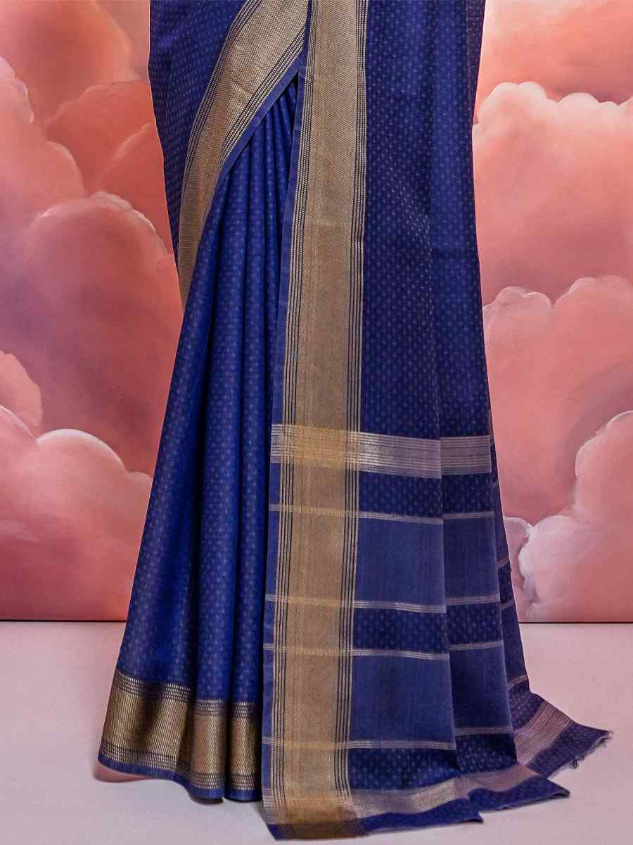 Blue Resham Silk Handwoven Party Festival Classic Style Saree