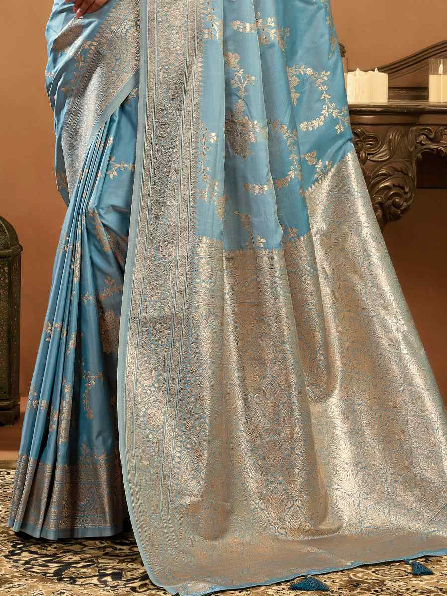 Blue Rich Pallu Silk Handwoven Traditional Bridal Reception Festival Wedding Fancy Heavy Border Saree