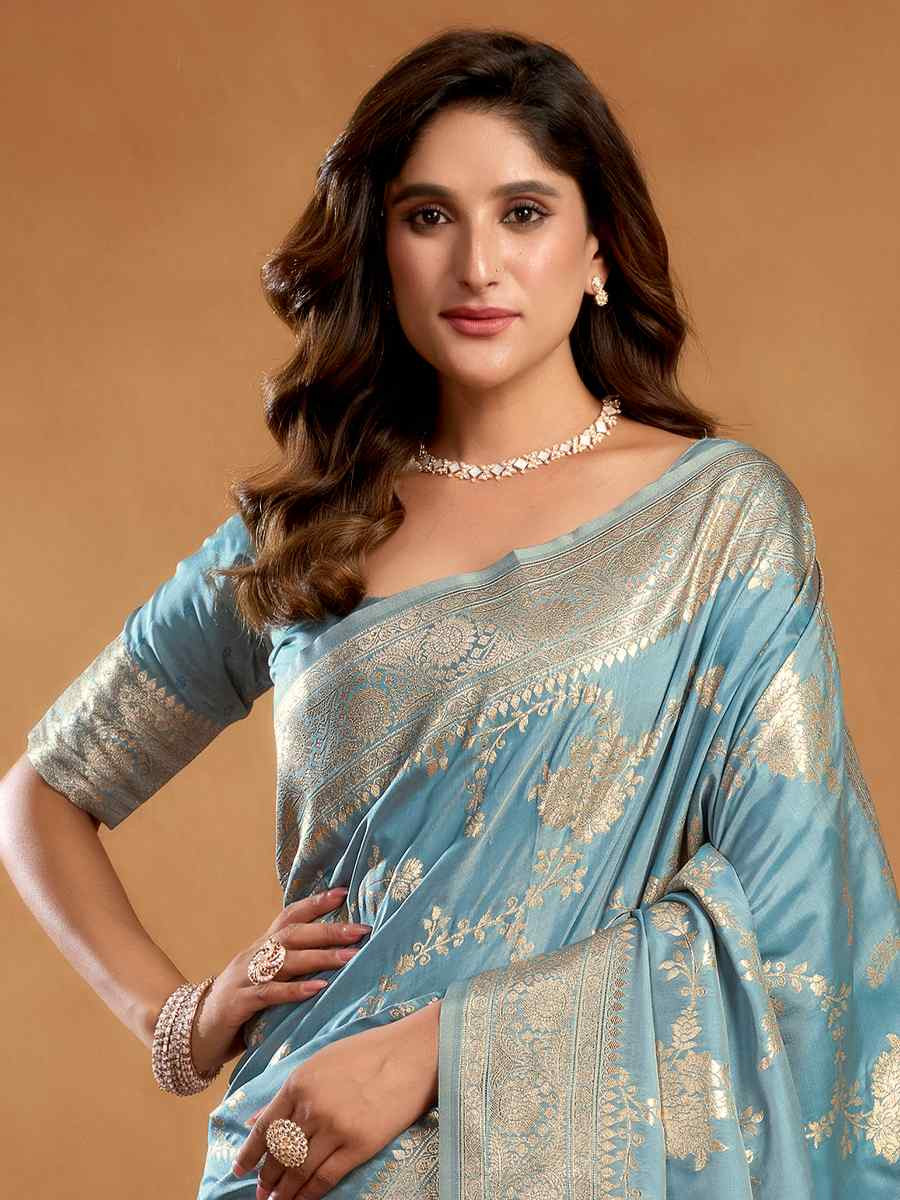 Blue Rich Pallu Silk Handwoven Traditional Bridal Reception Festival Wedding Fancy Heavy Border Saree