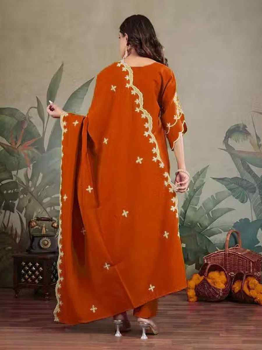 Blue Roman Silk Embroidery Party Wedding Festival Casual Ready Pant Salwar Kameez