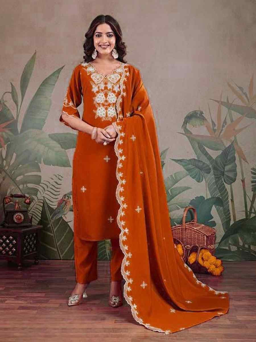 Blue Roman Silk Embroidery Party Wedding Festival Casual Ready Pant Salwar Kameez