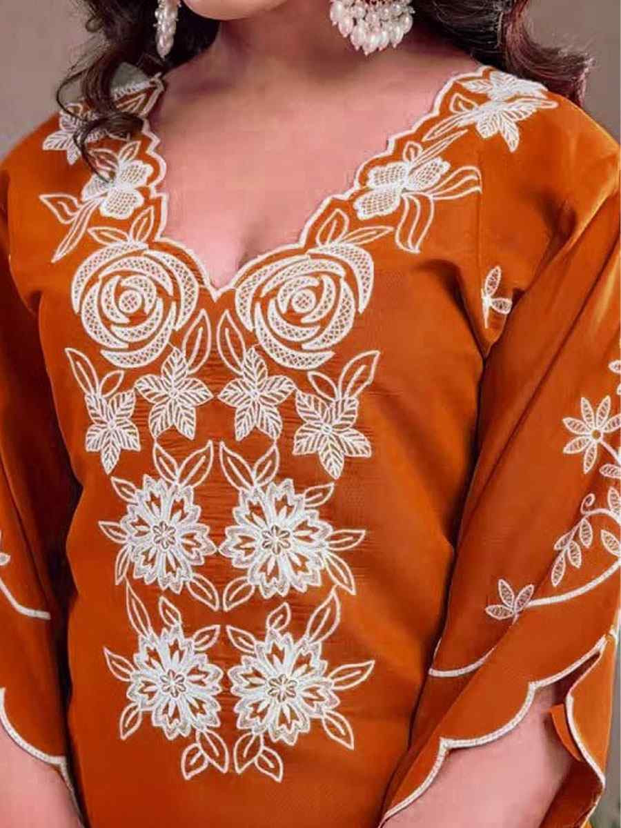 Blue Roman Silk Embroidery Party Wedding Festival Casual Ready Pant Salwar Kameez