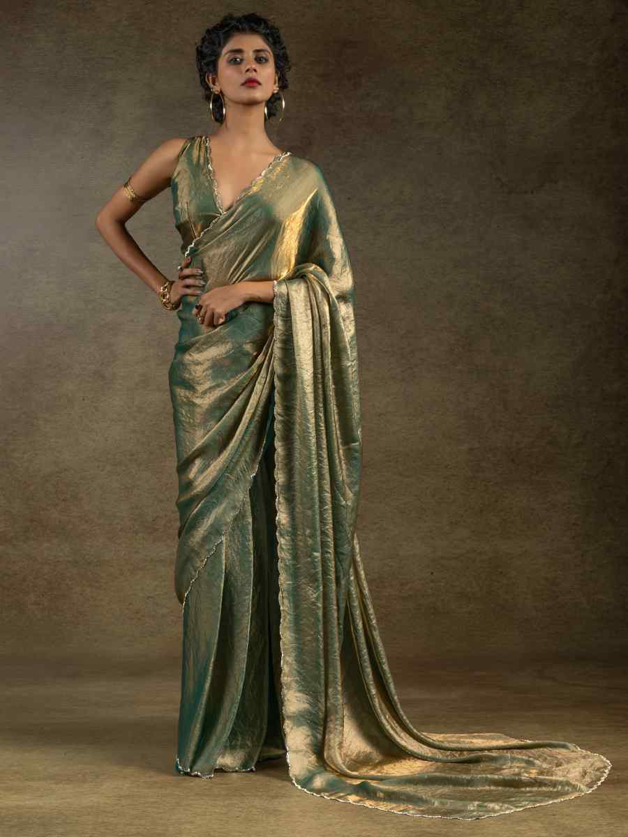 Blue Satin Silk Embroidered Festival Wedding Fancy Heavy Border Saree