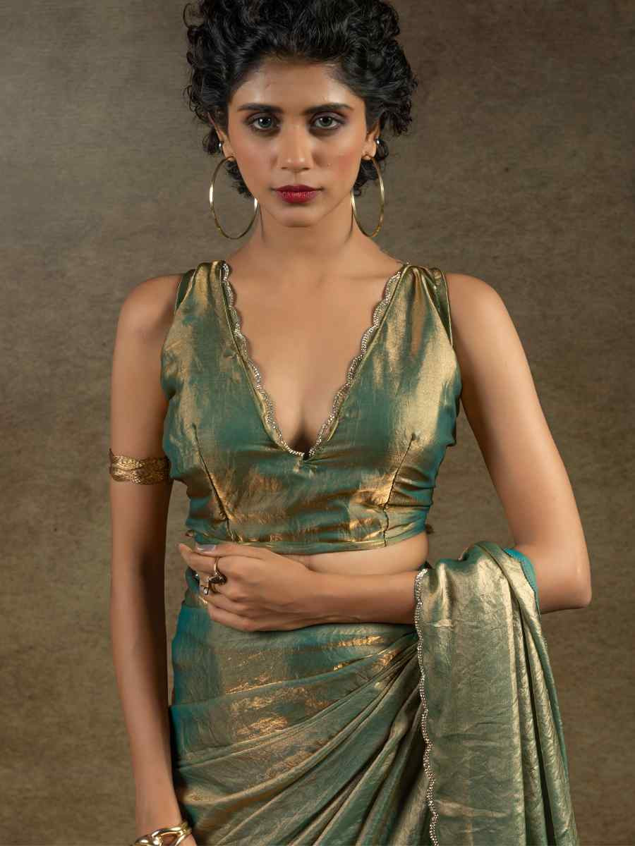 Blue Satin Silk Embroidered Festival Wedding Fancy Heavy Border Saree