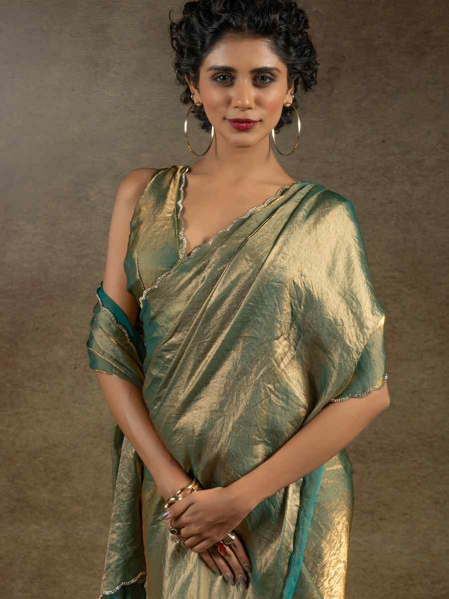 Blue Satin Silk Embroidered Festival Wedding Fancy Heavy Border Saree