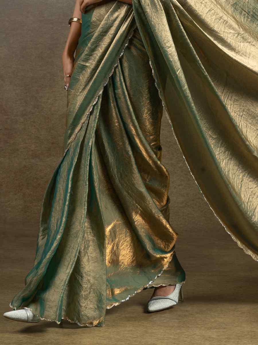 Blue Satin Silk Embroidered Festival Wedding Fancy Heavy Border Saree