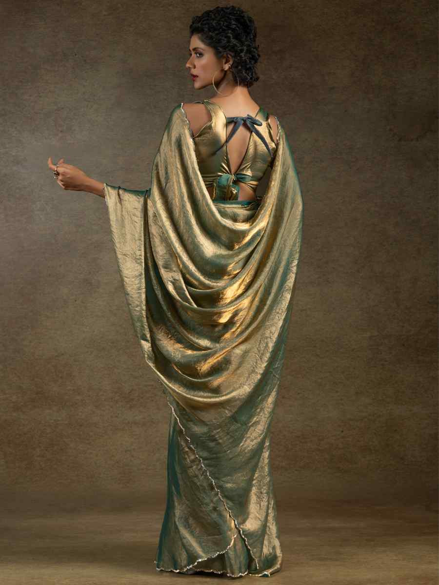 Blue Satin Silk Embroidered Festival Wedding Fancy Heavy Border Saree