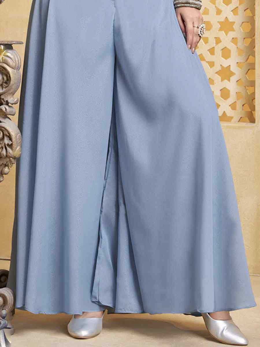 Blue Silk Embroidery Party Wedding Festival Casual Ready Palazzo Pant Salwar Kameez