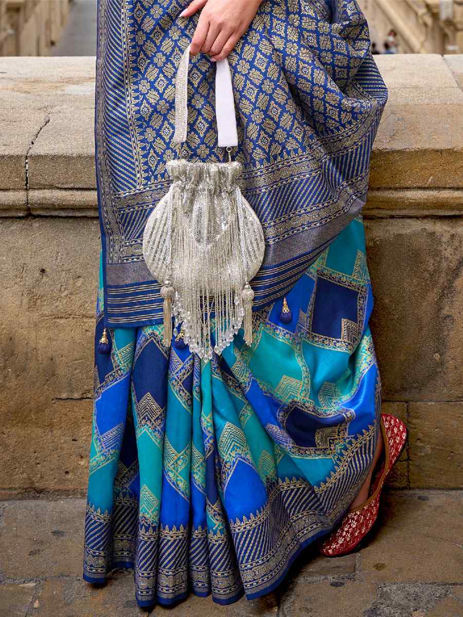 Blue Silk Handwoven Casual Festival Heavy Border Saree