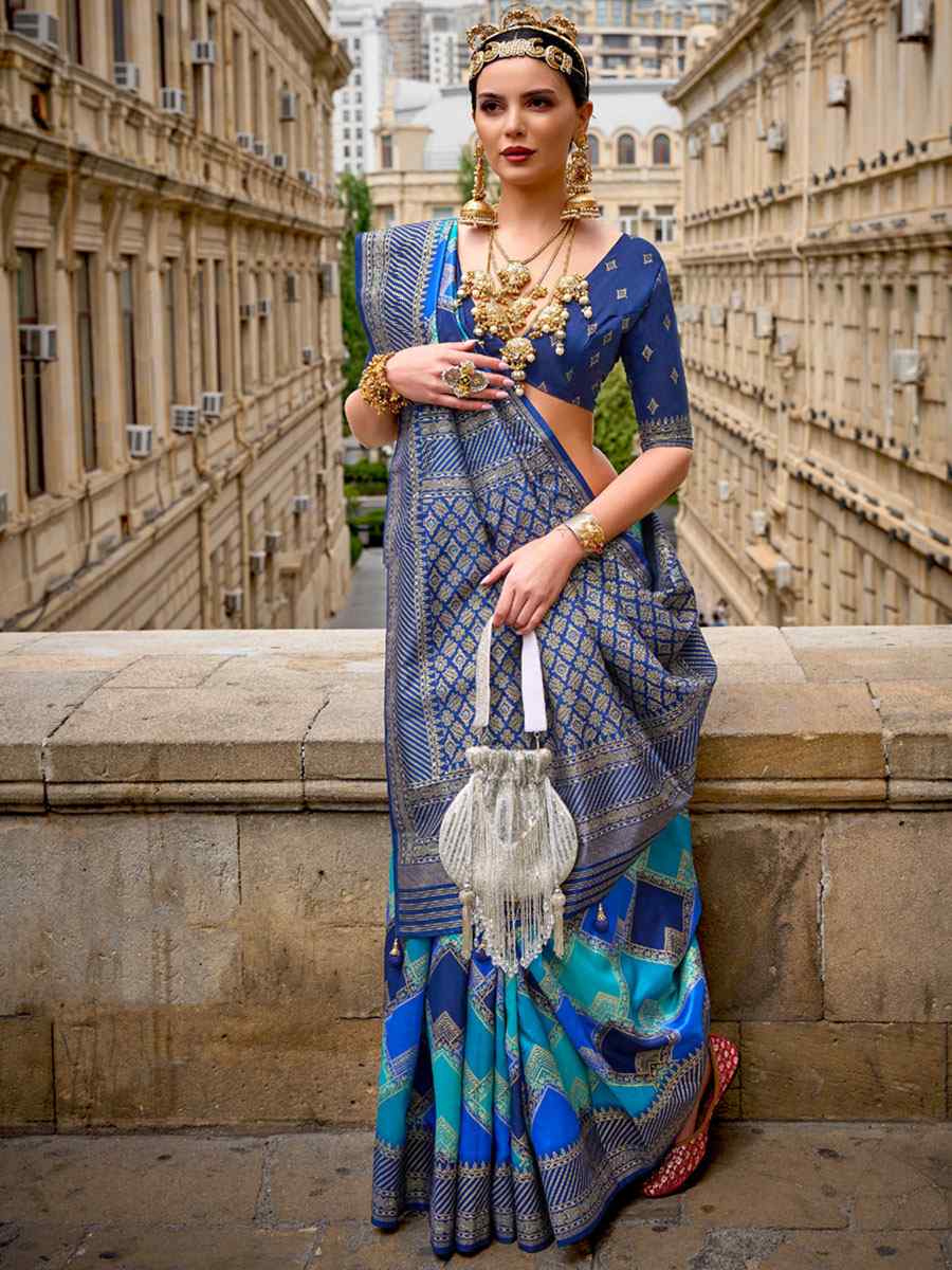 Blue Silk Handwoven Casual Festival Heavy Border Saree