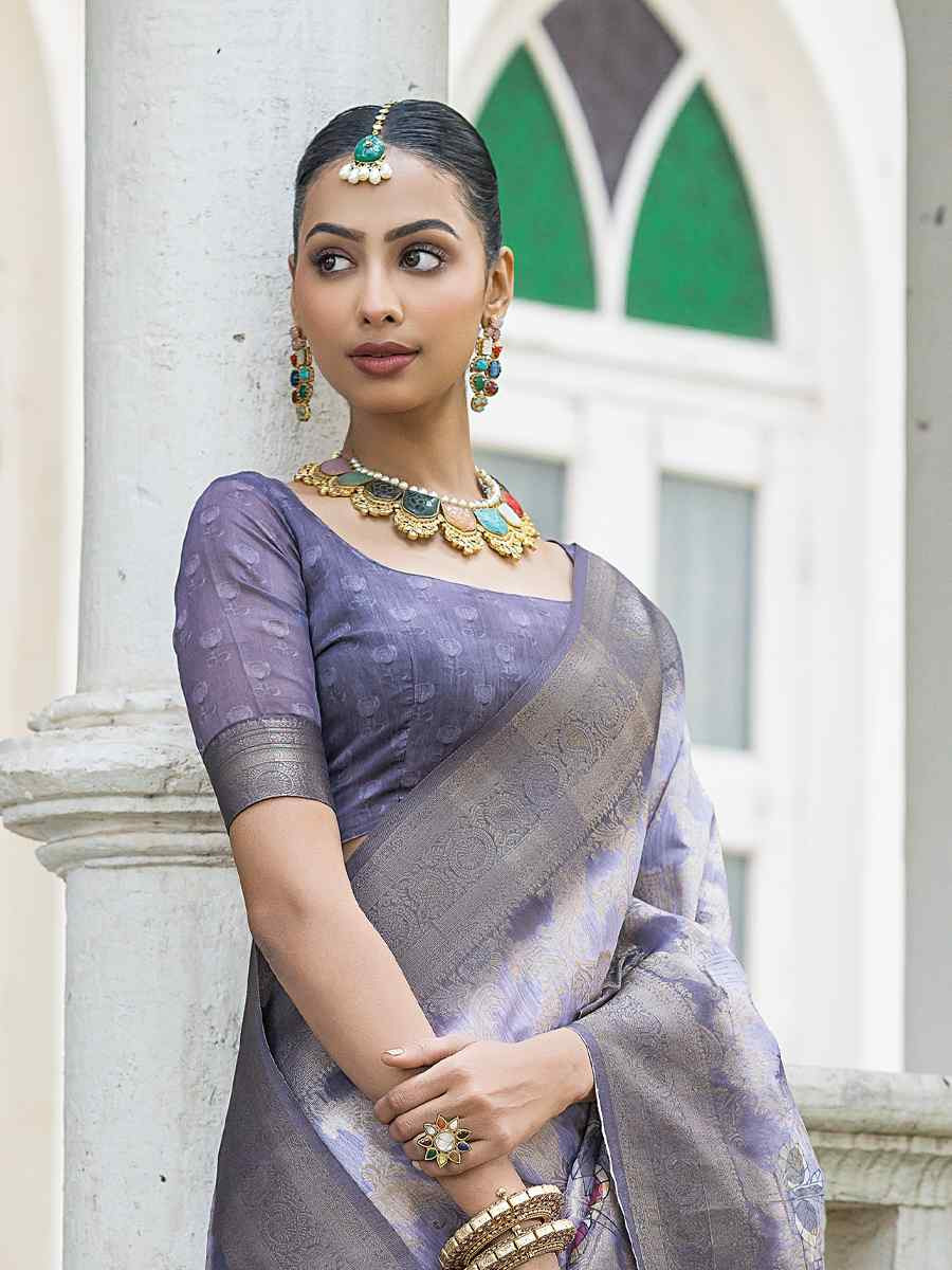 Blue Silk Handwoven Festival Wedding Fancy Heavy Border Saree