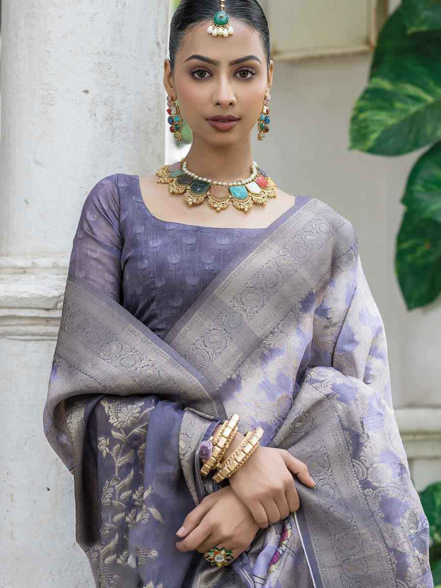 Blue Silk Handwoven Festival Wedding Fancy Heavy Border Saree