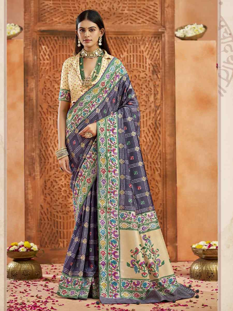 Blue Silk Handwoven Festival Wedding Fancy Heavy Border Saree