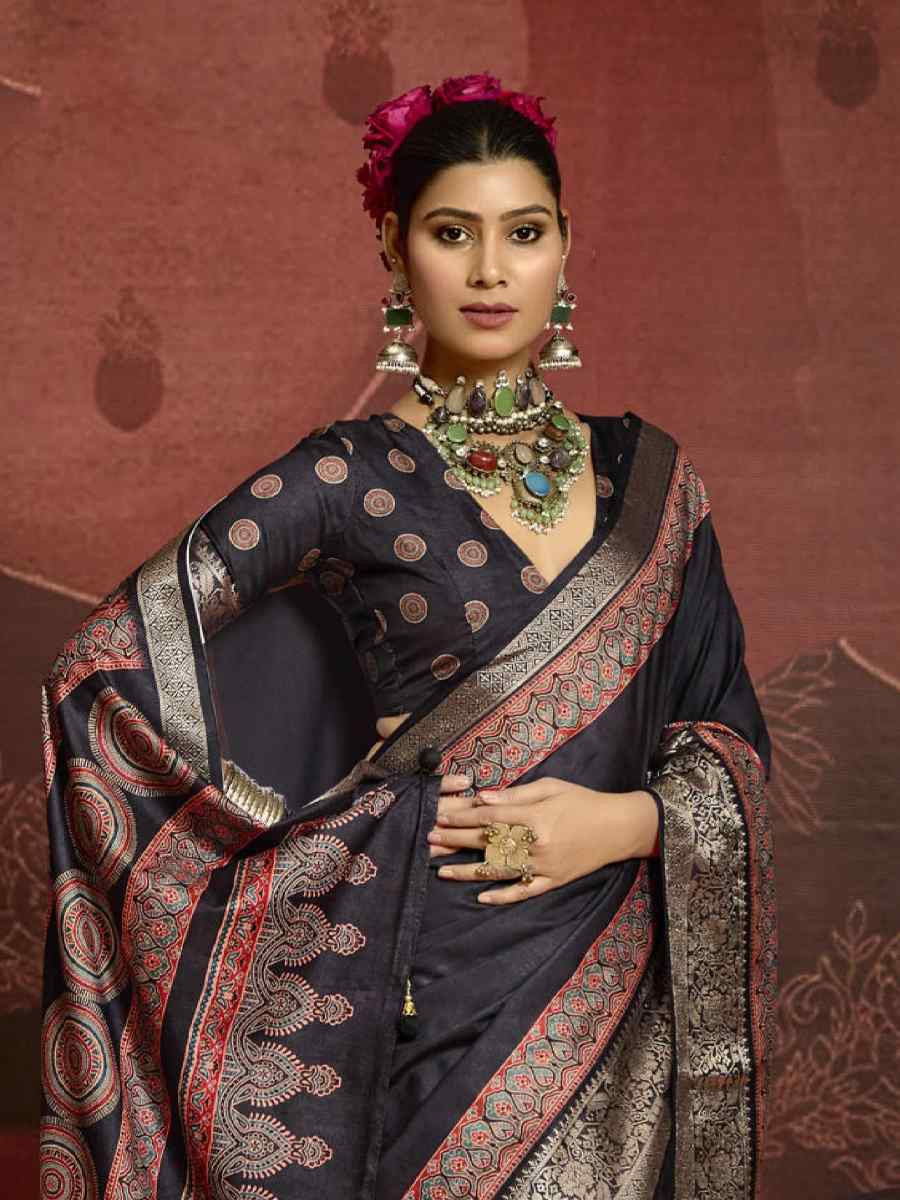 Blue Silk Handwoven Festival Wedding Fancy Heavy Border Saree