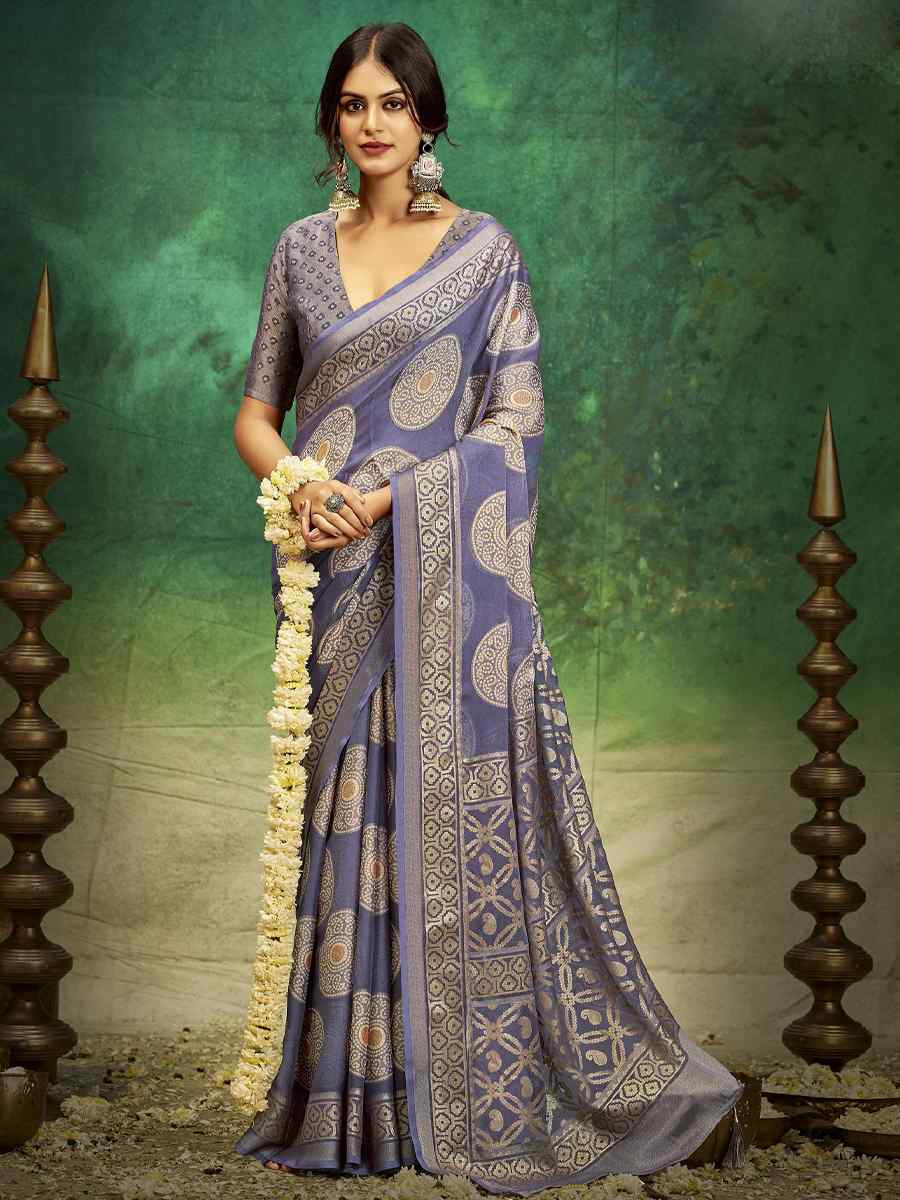 Blue Silk Handwoven Festival Wedding Fancy Heavy Border Saree