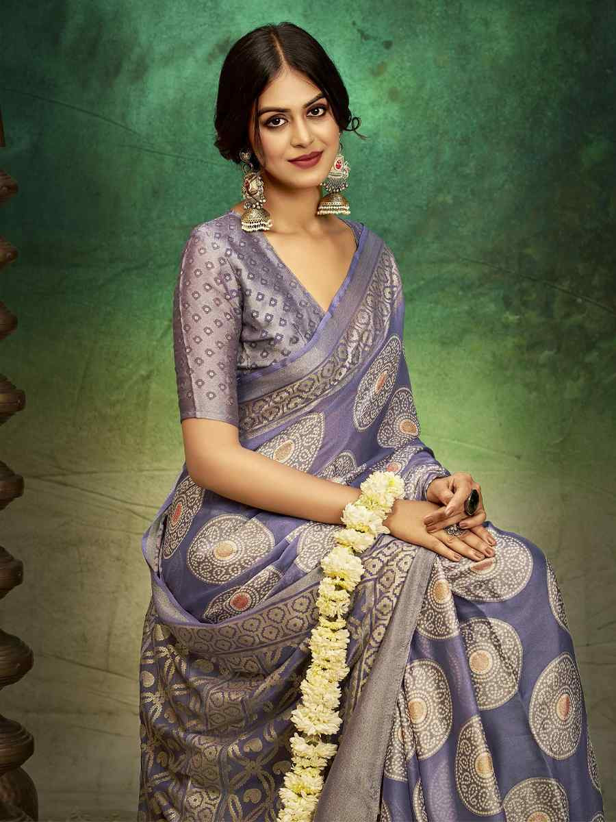 Blue Silk Handwoven Festival Wedding Fancy Heavy Border Saree