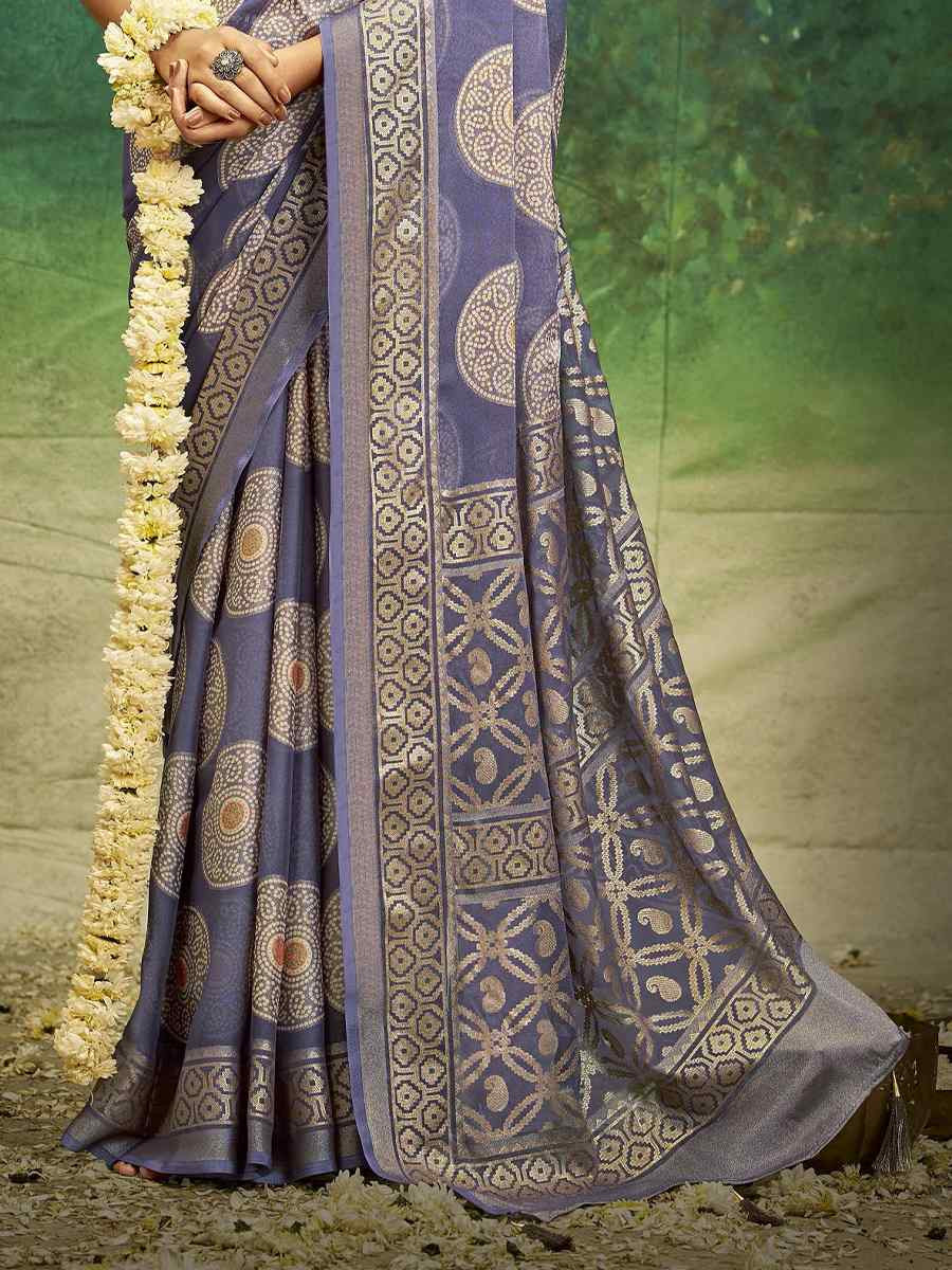 Blue Silk Handwoven Festival Wedding Fancy Heavy Border Saree