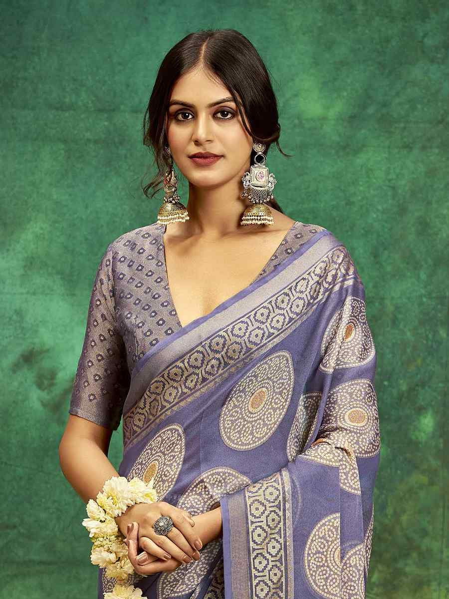 Blue Silk Handwoven Festival Wedding Fancy Heavy Border Saree