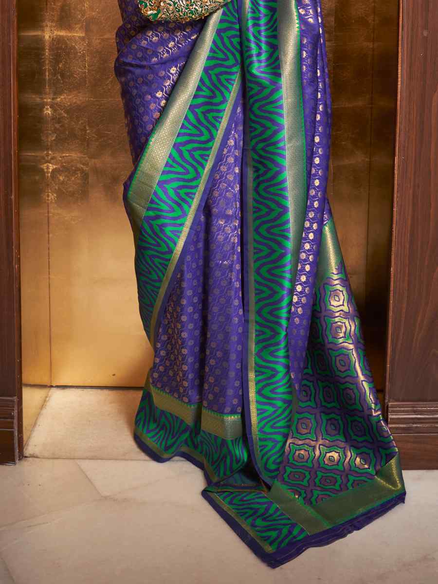 Blue Silk Handwoven Party Festival Heavy Border Saree