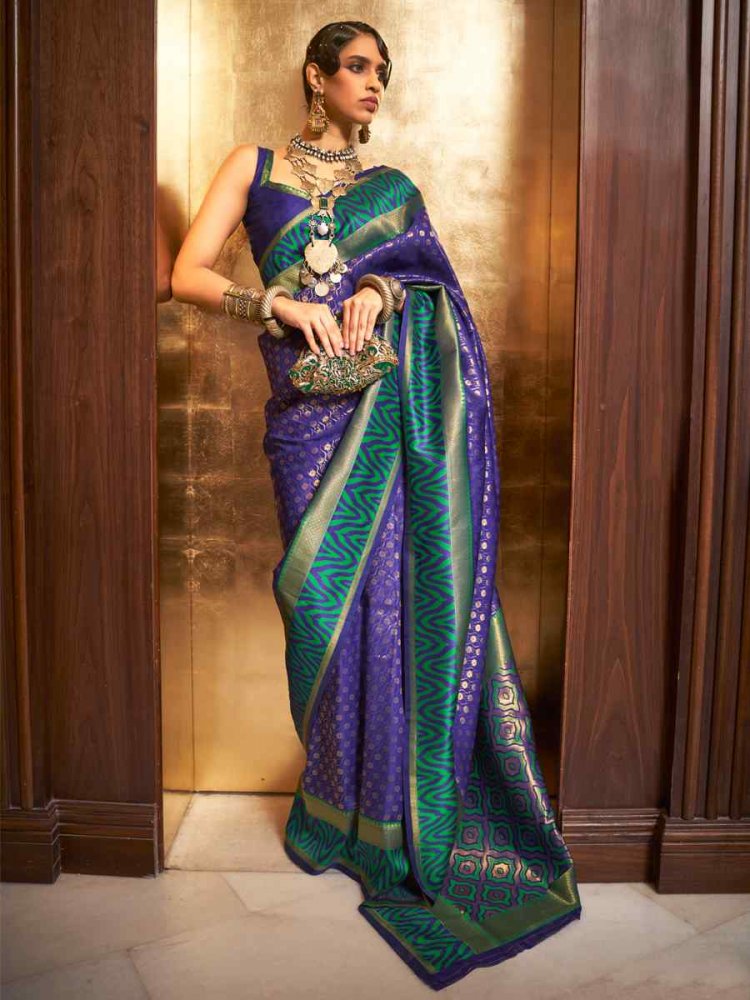 Blue Silk Handwoven Party Festival Heavy Border Saree