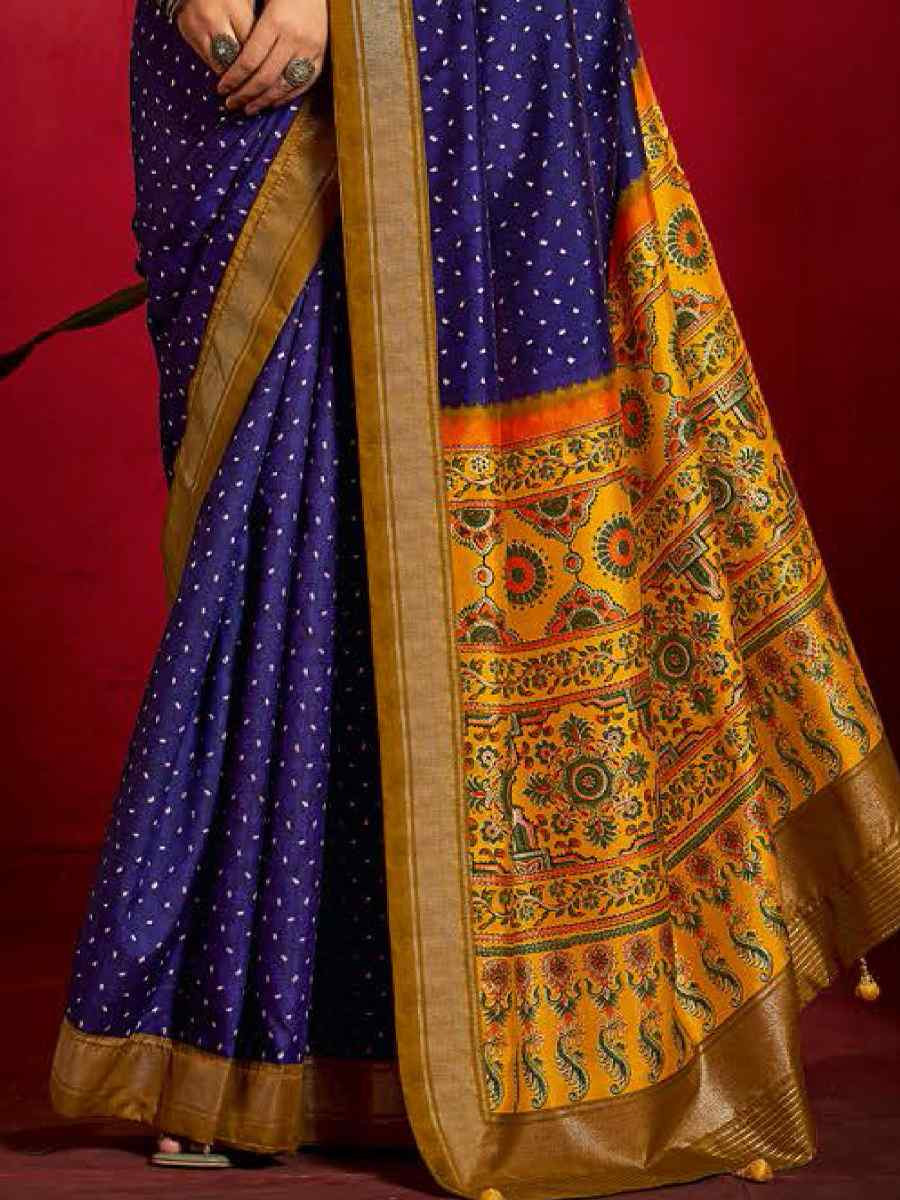 Blue Silk Handwoven Traditional Bridal Reception Festival Wedding Fancy Heavy Border Sarees