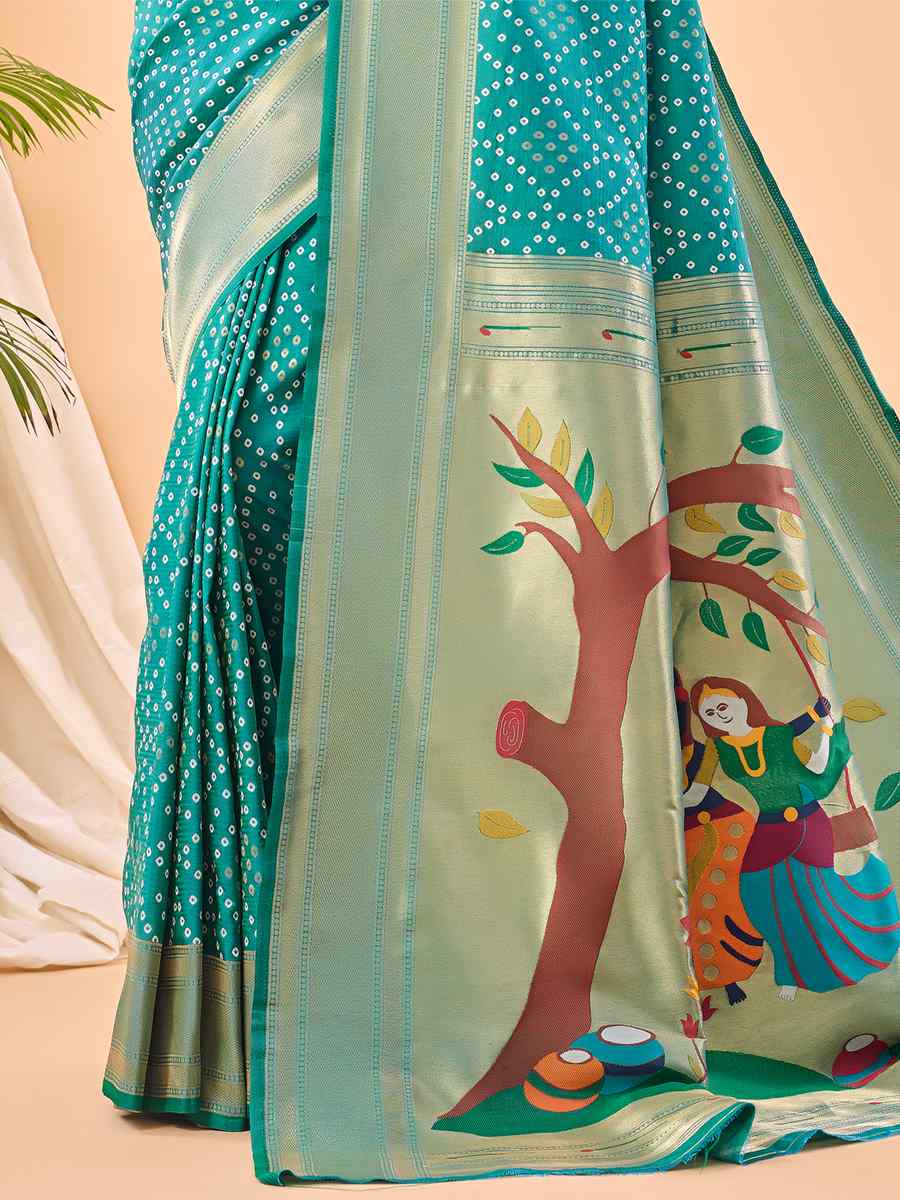 Blue Silk Handwoven Wedding Festival Heavy Border Saree