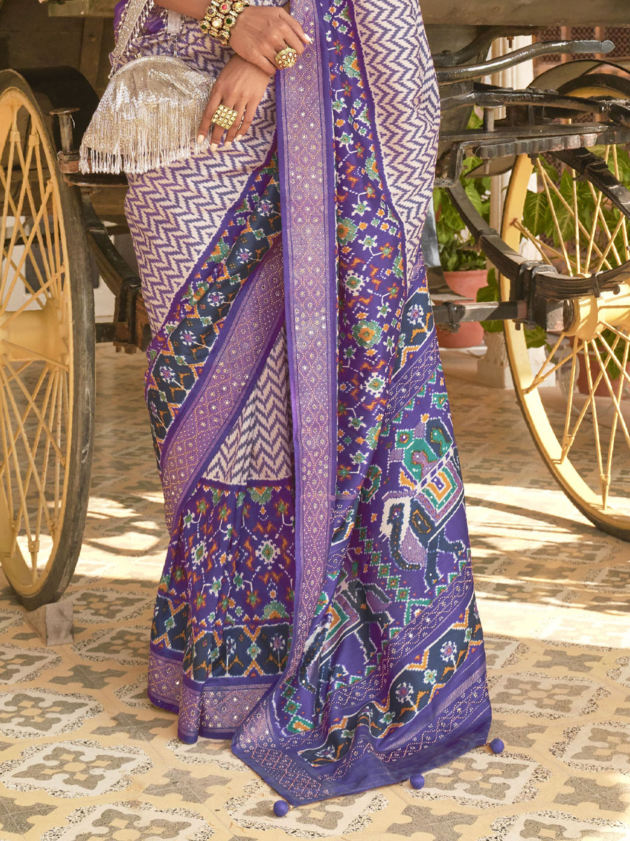 Blue Smooth Silk Printed Party Festival Contemporary Saree
