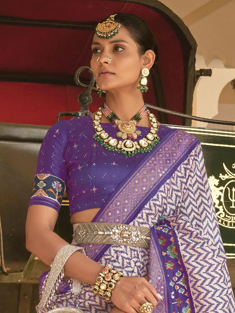 Blue Smooth Silk Printed Party Festival Contemporary Saree