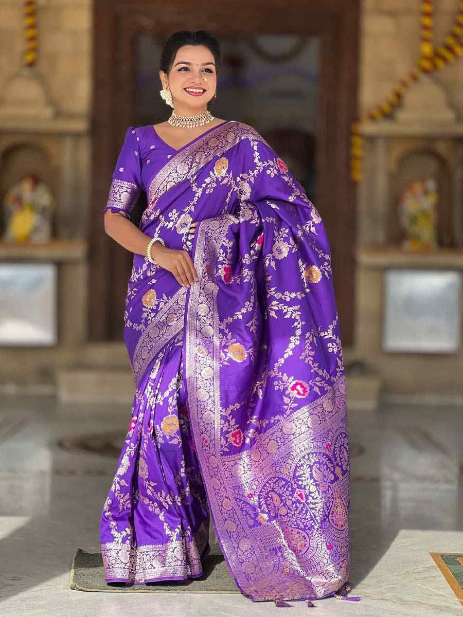 Blue Soft Banarashi Silk Handwoven Festival Wedding Fancy Heavy Border Saree