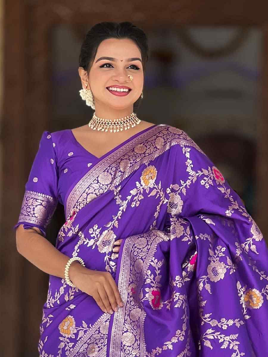 Blue Soft Banarashi Silk Handwoven Festival Wedding Fancy Heavy Border Saree