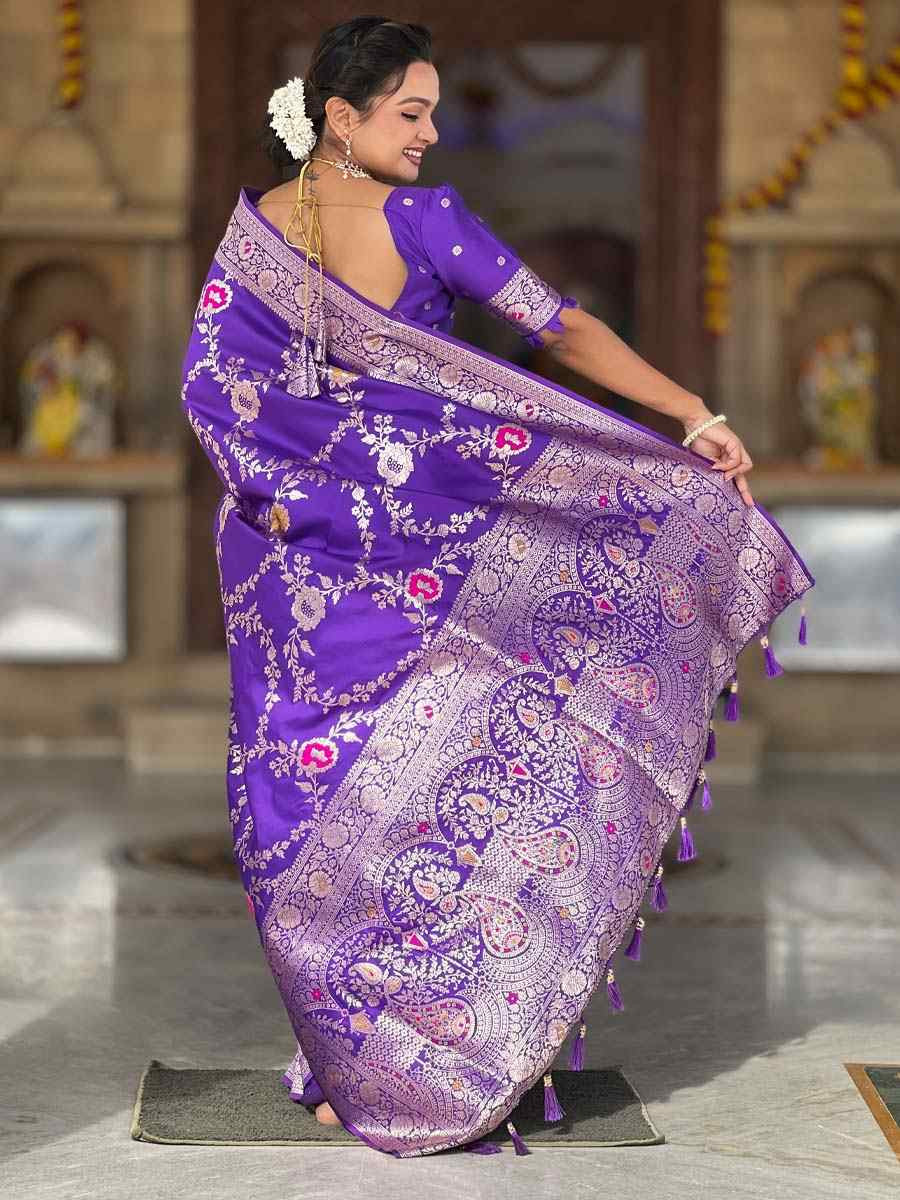 Blue Soft Banarashi Silk Handwoven Festival Wedding Fancy Heavy Border Saree