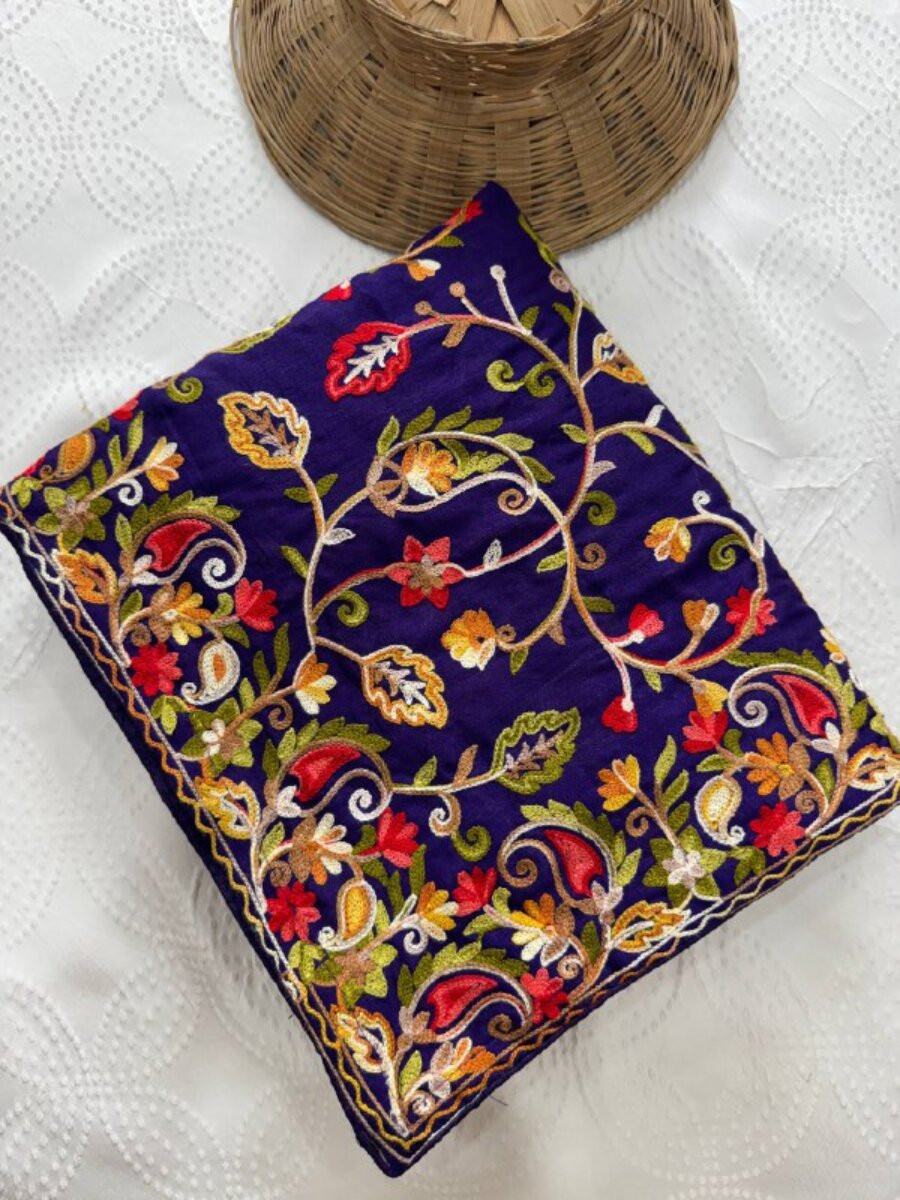 Blue Soft Crush Silk Embroidery Wedding Reception Party Casual Heavy Border Sarees